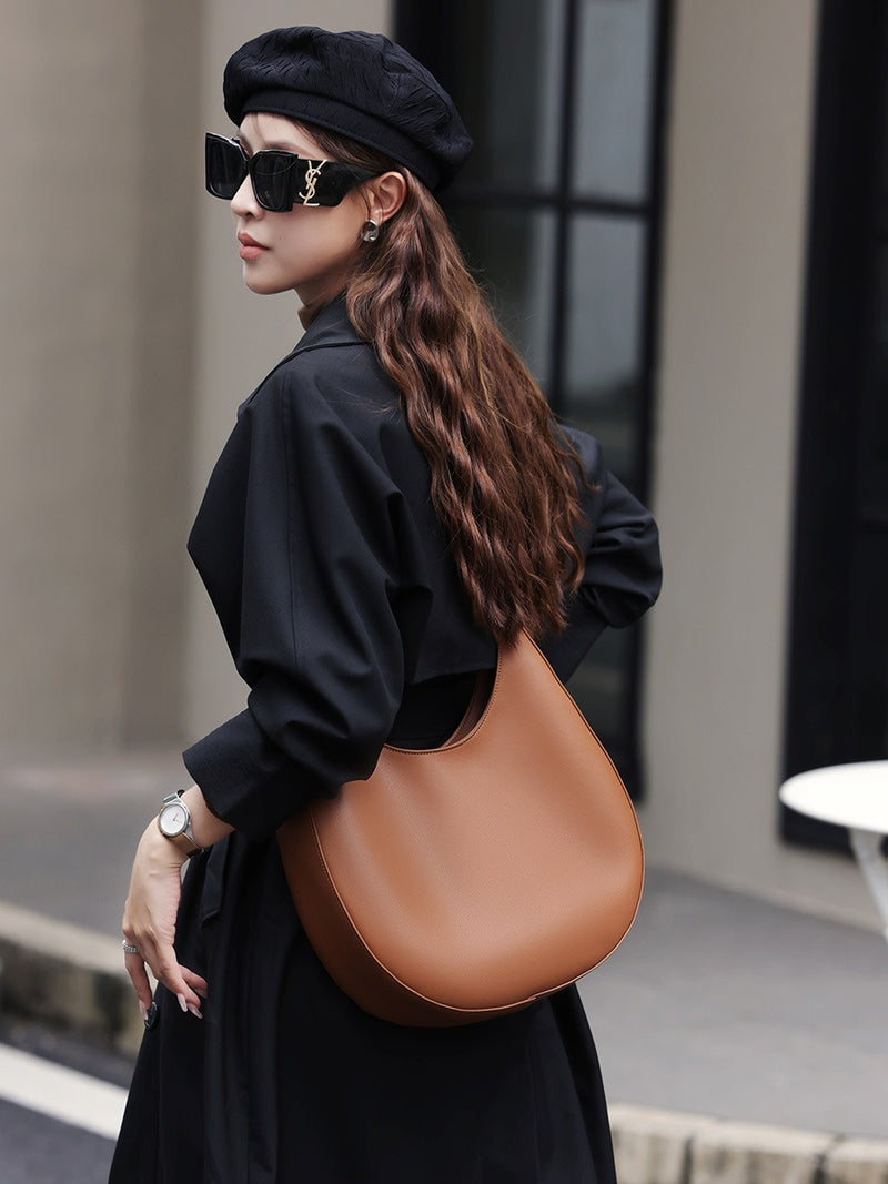 Korean Leather Croissant Shoulder Bag