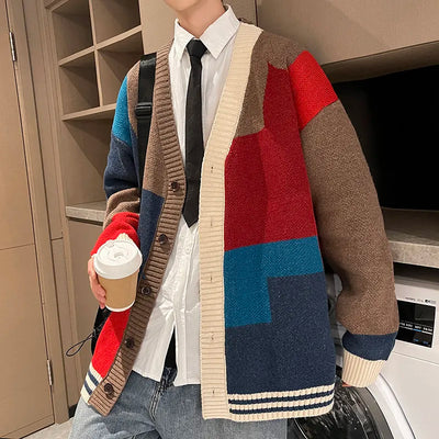 Manteau-Pull Patchwork Oversize