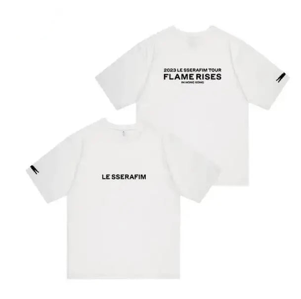 LE SSERAFIM Tour 2023 T-shirt - Flame Rises | Koreanxwear LE SSERAFIM Tour 2023 T-shirt - Flame Rises | Koreanxwear