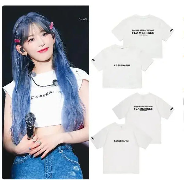 LE SSERAFIM Tour 2023 T-shirt - Flame Rises | Koreanxwear LE SSERAFIM Tour 2023 T-shirt - Flame Rises | Koreanxwear