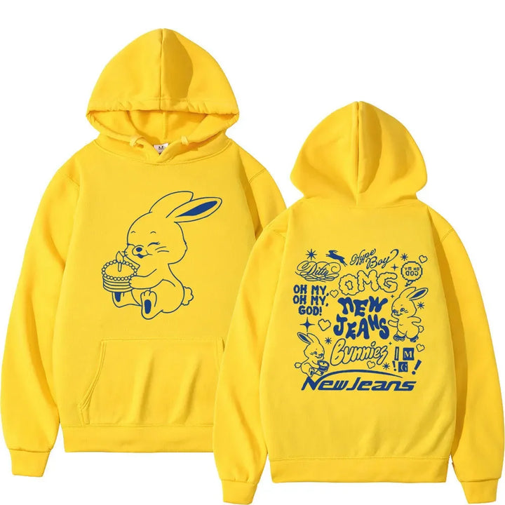 newjeans スウェット　白 NewJeans Bunny Print T-Shirt Fashion Kpop Cute T-Shirts