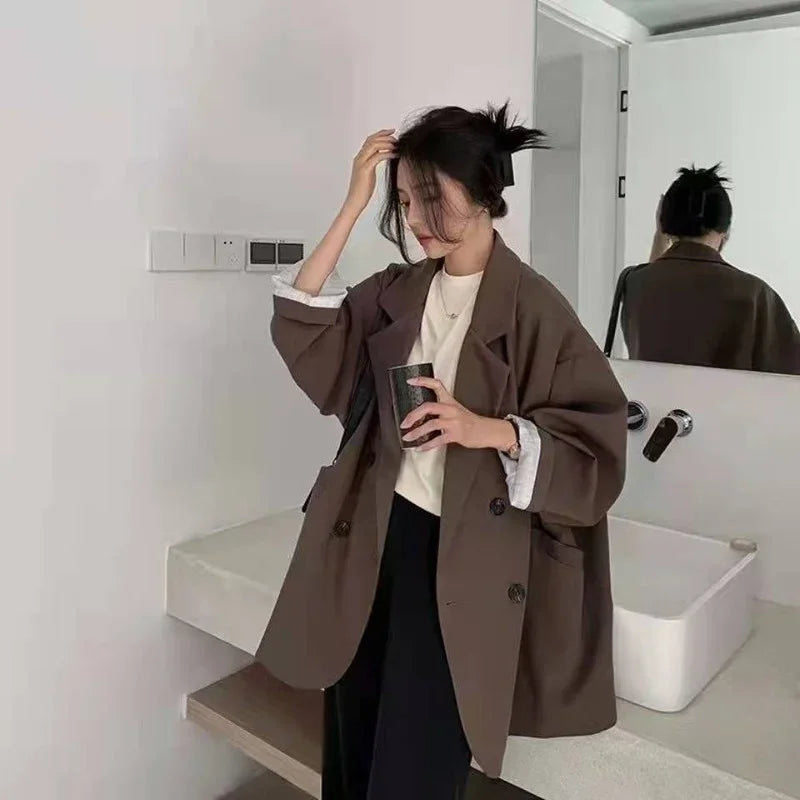 Elegante chaqueta coreana de gran tamaño
