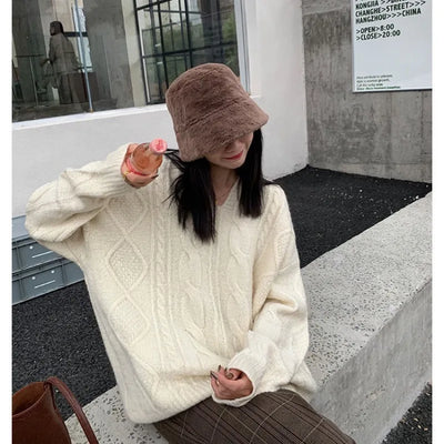 Elegante suéter vintage de gran tamaño