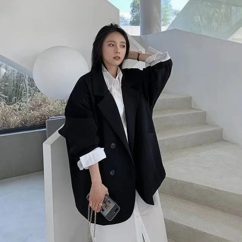 Elegante chaqueta coreana de gran tamaño