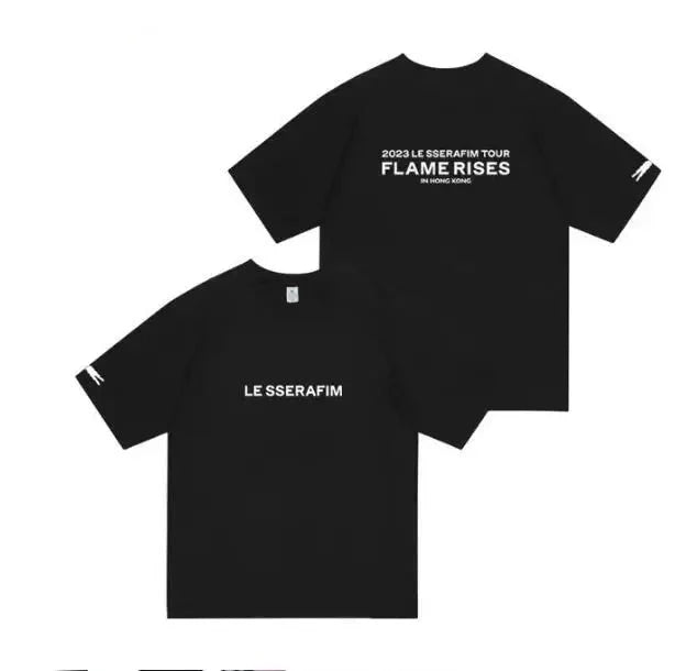 アイドル LE SSERAFIM FLAME RISES JERSEY T-SHIRT LE SSERAFIM Tour 2023 T-shirt - Flame Rises | Koreanxwear
