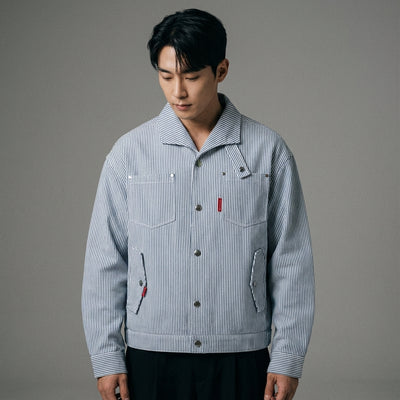 Veste rayée bleue homme style coréen décontracté Koreanxwear - Taille M