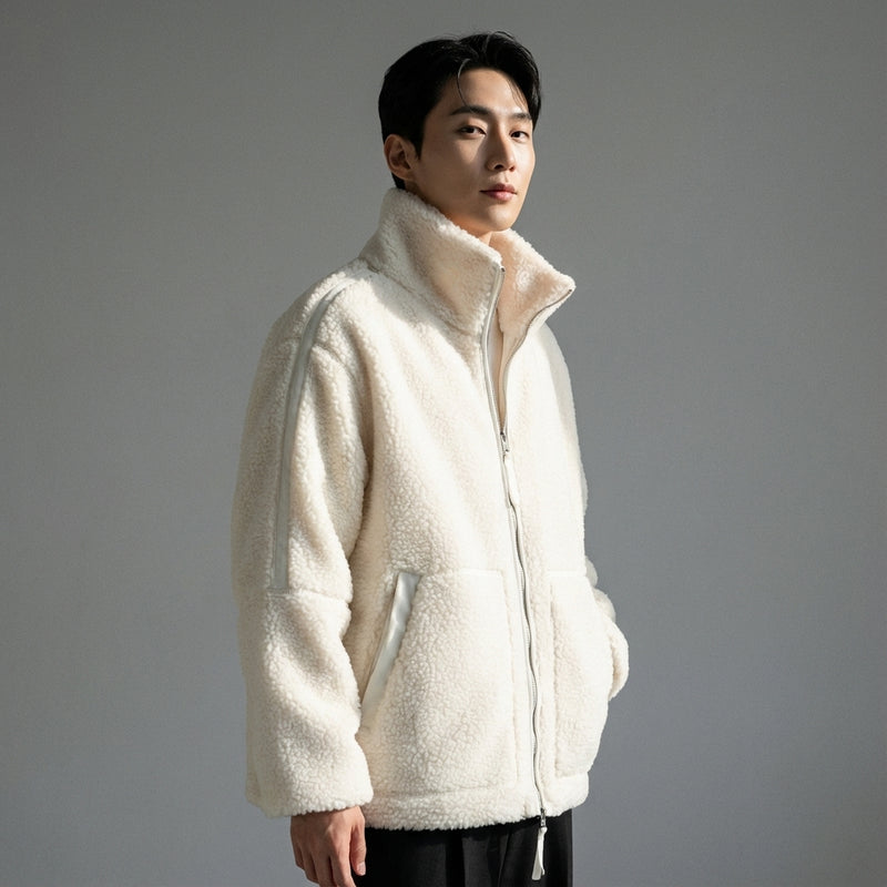 Veste Coréenne femme zippée à manches longues couleur blanc laiteux Koreanxwear - Taille M