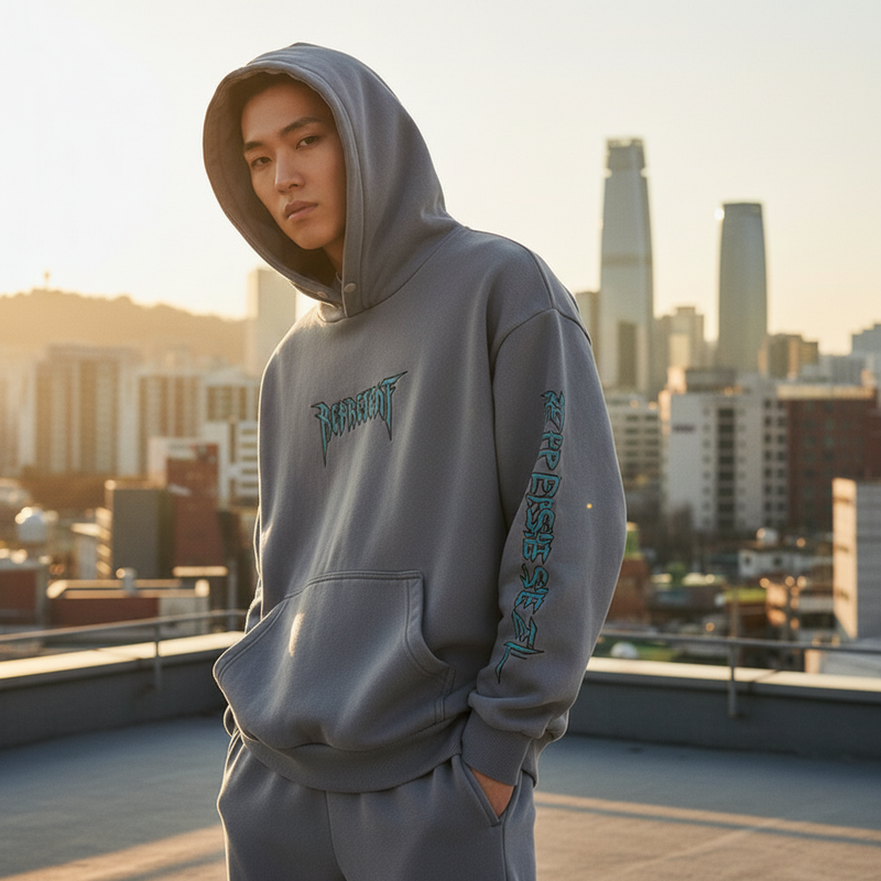 Baju Hoodie Bersulam Korea Lelaki