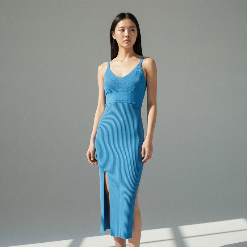 Jupe Mi-Longue Fendue Coréenne