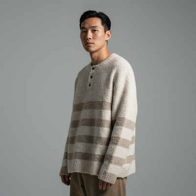 Baju Sejuk Rajutan Berjalur Korea