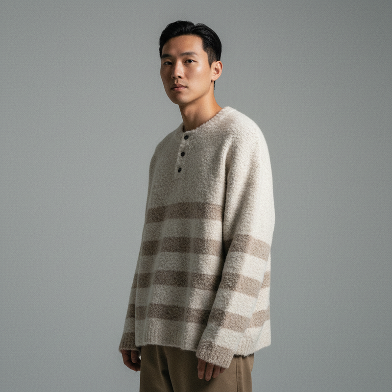 Baju Sejuk Rajutan Berjalur Korea