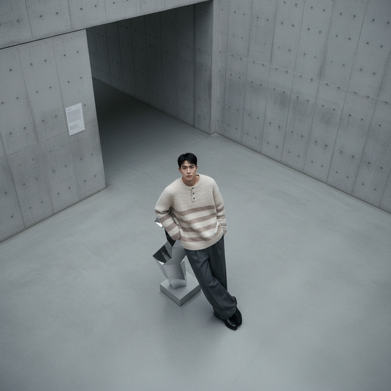 Baju Sejuk Rajutan Berjalur Korea