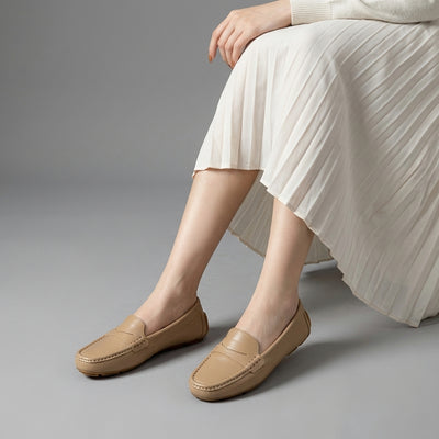 Chaussures plates coréennes femme en cuir véritable, décontractées et élégantes. Idéales pour un look moderne. - Taille 37