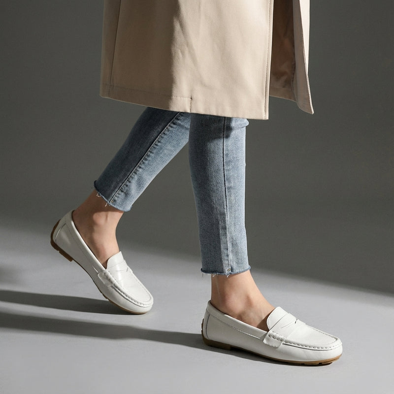 Chaussures plates coréennes femme en cuir véritable, décontractées et élégantes. Idéales pour un look moderne. - Taille 35
