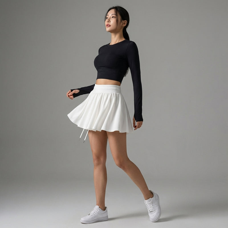 Jupe sport femme coréenne taille haute amincissante noir - Koreanxwear - Taille M