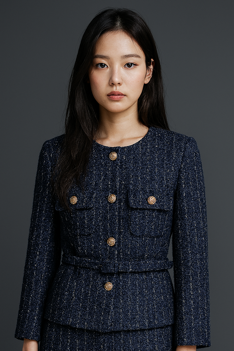 Veste Boutons Métal Coréenne Femme