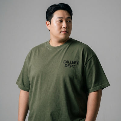 T-Shirt Coréen unisexe vert militaire à col rond et manches courtes - Koreanxwear - Taille XL - Grande Taille