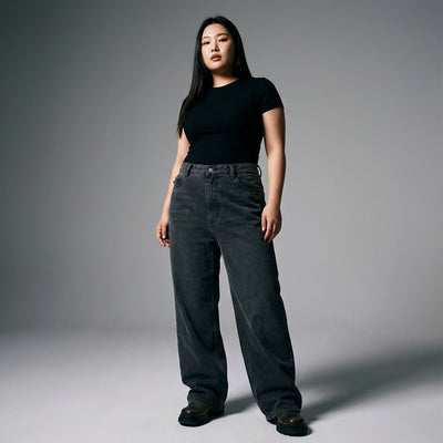 Jean large taille mi-haute pour homme en coton couleur foncée - Mode Coréenne Koreanxwear - Taille XL - Grande Taille