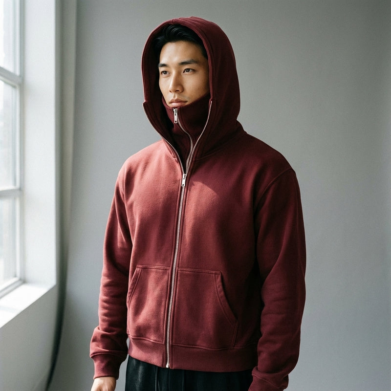 Sweat à capuche zippé noir pour homme - Style Coréen Koreanxwear - Taille M