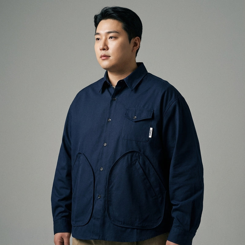 Chemise coréenne homme ample multi-poches en mélange de coton - Koreanxwear - Taille XXL - Grande Taille