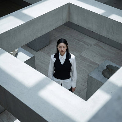 Gilet court tricoté femme col polo - Noir, Blanc, Bleu Ciel, Rose Clair - Mode Coréenne Koreanxwear