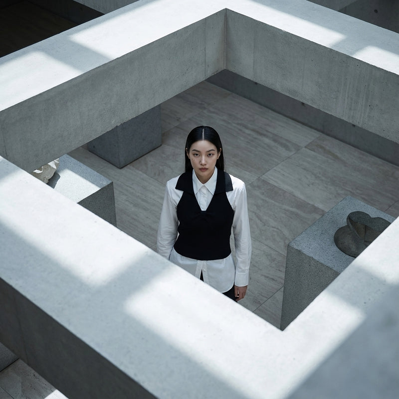 Gilet court tricoté femme col polo - Noir, Blanc, Bleu Ciel, Rose Clair - Mode Coréenne Koreanxwear