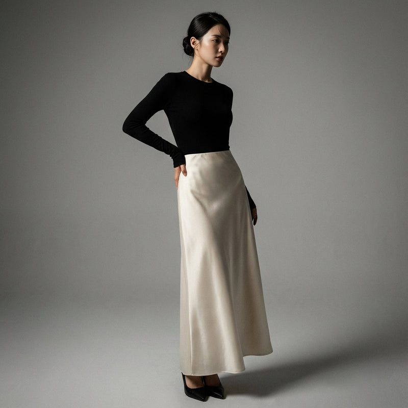 Jupe midi plissée taille haute pour femme - Mode Coréenne Koreanxwear - Taille XS