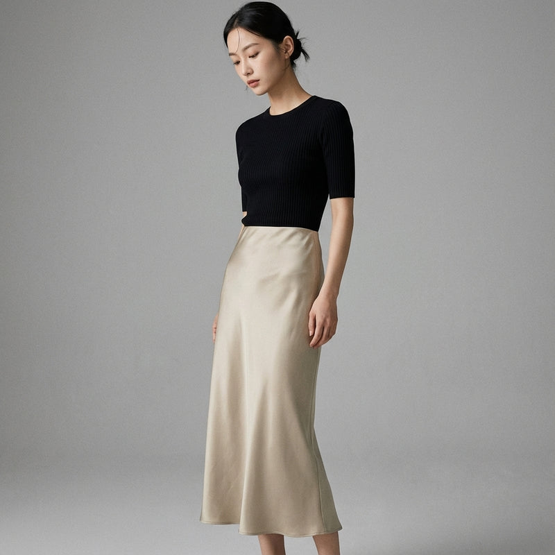 Jupe midi plissée taille haute pour femme - Mode Coréenne Koreanxwear - Taille XS