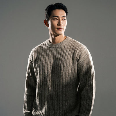 Pull homme coréen ample col rond couleur unie - Mode Coréenne Koreanxwear - Taille L