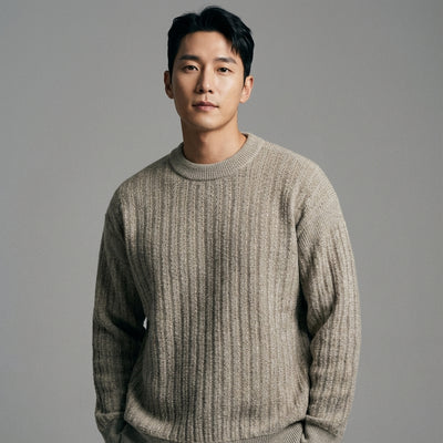 Pull homme coréen ample col rond couleur unie - Mode Coréenne Koreanxwear - Taille M