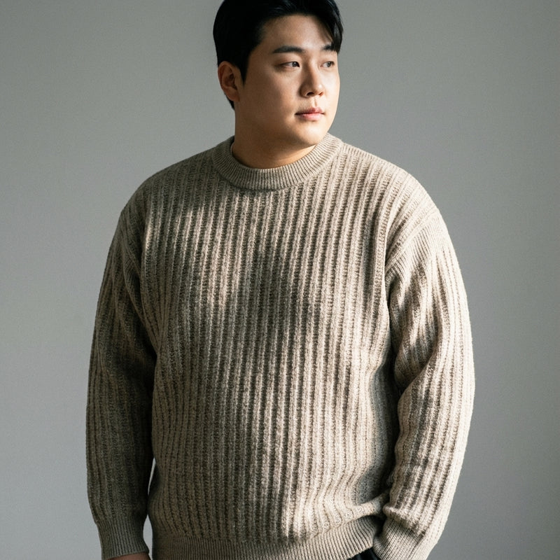 Pull homme coréen ample col rond couleur unie - Mode Coréenne Koreanxwear - Taille XL - Grande Taille