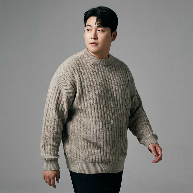 Pull homme coréen ample col rond couleur unie - Mode Coréenne Koreanxwear - Taille XXL - Grande Taille