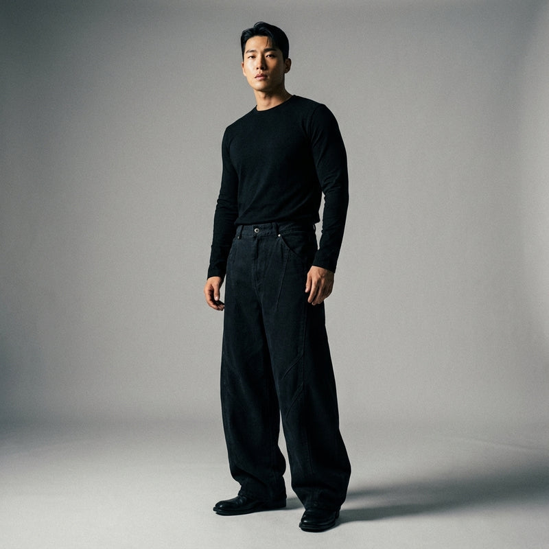 Pantalon plissé homme coréen large gris. Mode streetwear coréenne Koreanxwear. - Taille L