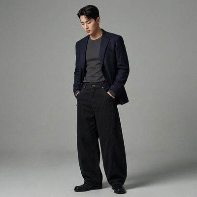 Pantalon plissé homme coréen large gris. Mode streetwear coréenne Koreanxwear. - Taille M