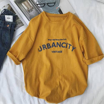 T Shirt Coréen Urban Jaune