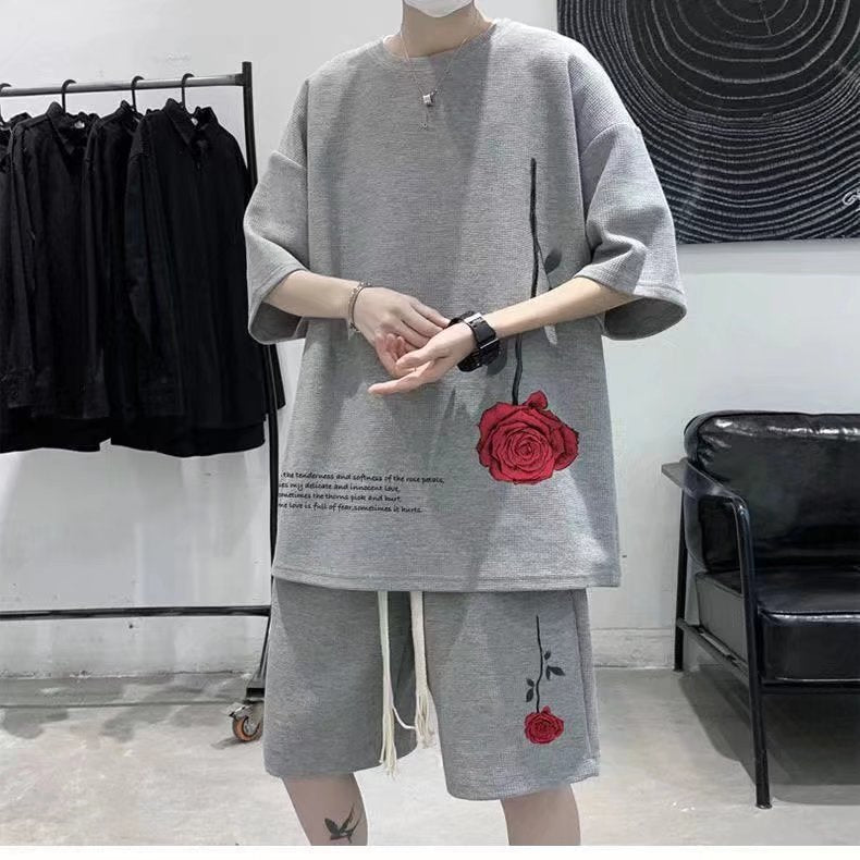 Ensemble streetwear rose - KoreanxWear