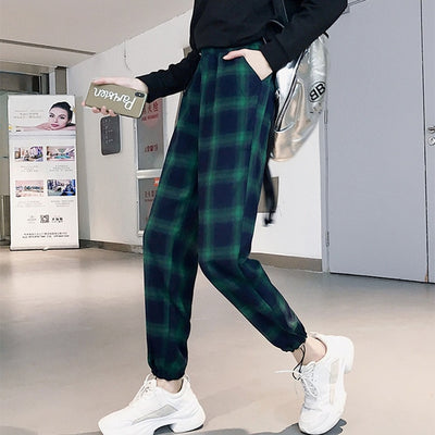 Pantalon Style Coréen à Carreaux