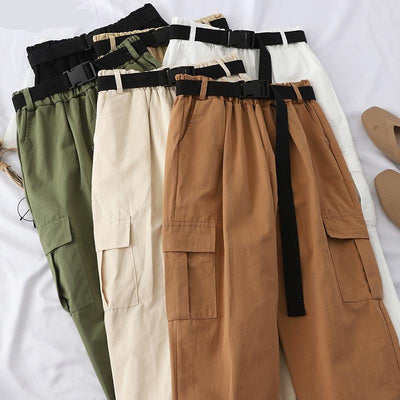 Loose Summer Cargo Pants Women | Korean Cargo Pants Women | Cargo Pants  Wide Legs - Pants & Capris - Aliexpress