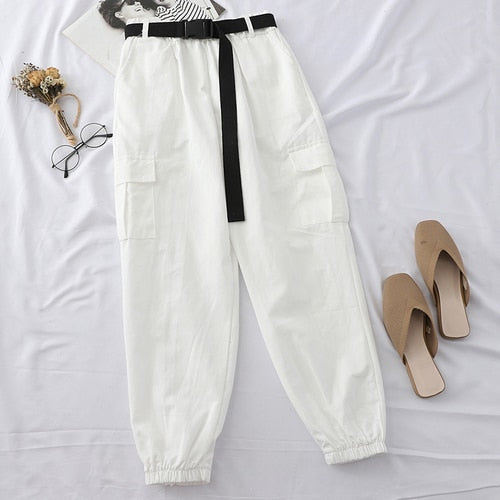 Pantalon Coréen Cargo Blanc