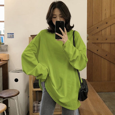 T Shirt Coréen Oversize Vert