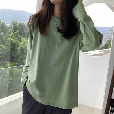 T Shirt Coréen à manches longues Vert