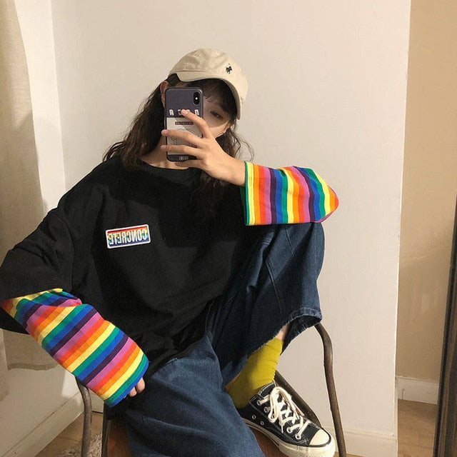 T Shirt Rainbow Mode Coréenne