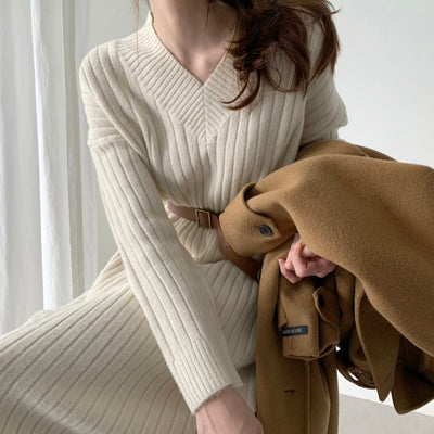 Robe Coréenne Pull Blanc