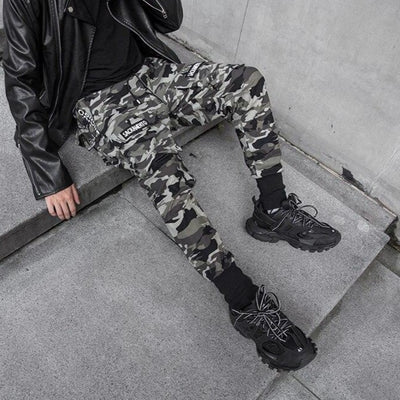 Pantalon cargo gris camouflage