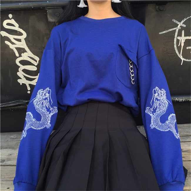T-Shirt Dragon Coréen Bleu