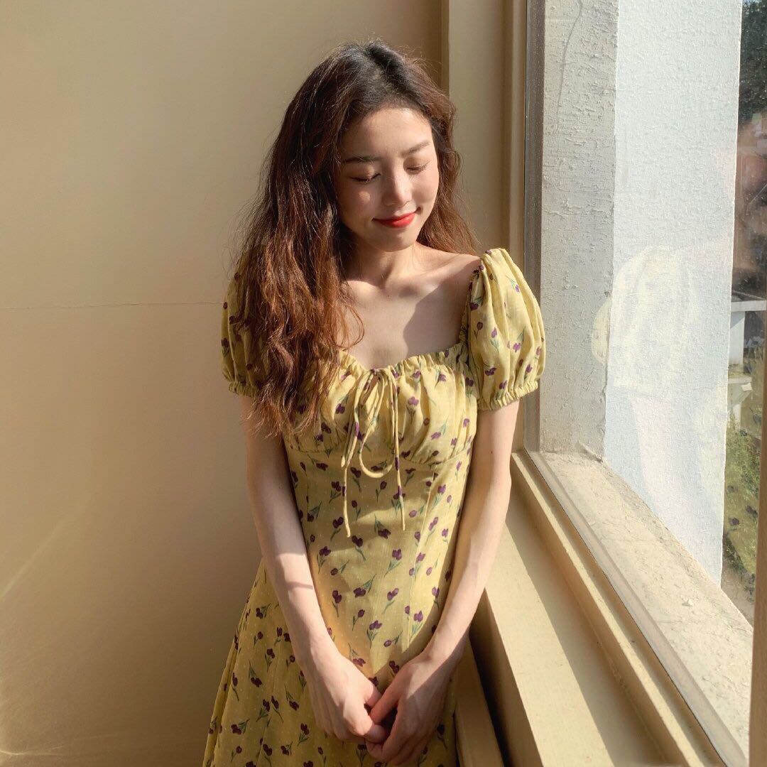 Korean Shirt Style Yellow Dress