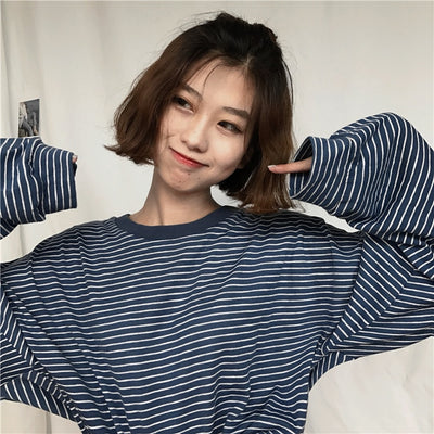 T Shirt à rayures fines - KoreanxWear
