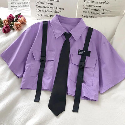 chemise violet streetwear crop top