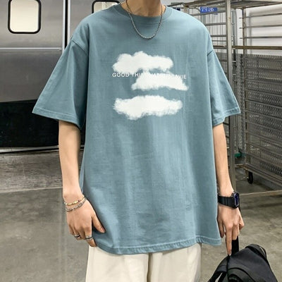 T Shirt nuages bleu