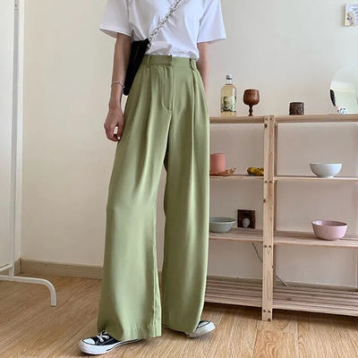 Pantalon coréen en toile vert